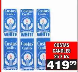 Advance Cash n Carry COSTAS CANDLES 25 X 6's offer