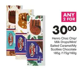 Save Henro Choc Chip/ Milk Drops/ Mint/ Salted Caramel/ My Scotties Chocolate offer