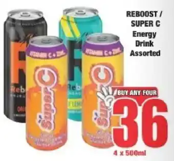 Boxer Reboost/ Super C Energy Drink Assorted offer