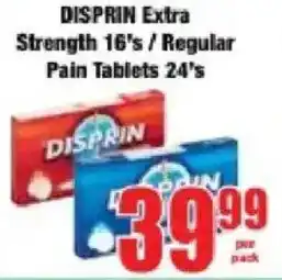 Boxer Disprin Extra Strength/ Regular Pain Tablets offer