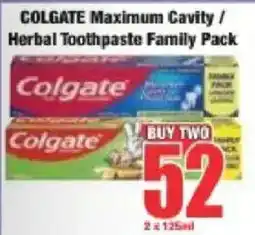 Boxer Colgate Maximum Cavity/ Herbal Toothpaste Family Pack offer