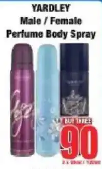 Boxer Yardley Male/ Female Perfume Body Spray offer