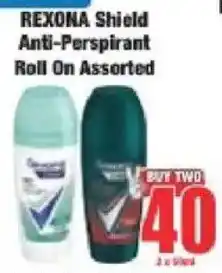 Boxer Rexona Shield Anti-Perspirant Roll On Assorted offer