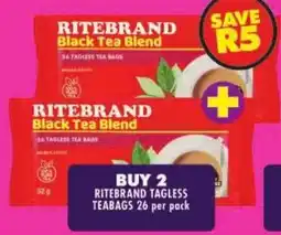 Shoprite Ritebrand tagless teabags offer