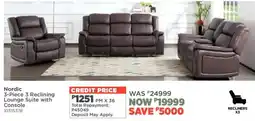 House & Home Nordic 3 Reclining Lounge Suite with Console offer