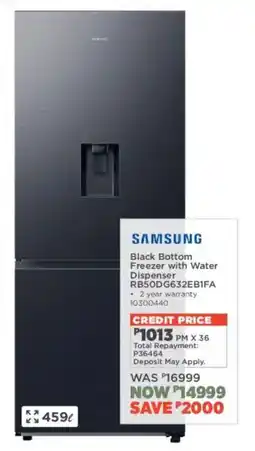 House & Home Samsung Black Bottom Freezer with Water Dispenser offer