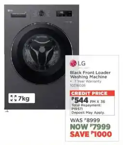 House & Home LG Black Front Loader Washing Machine offer