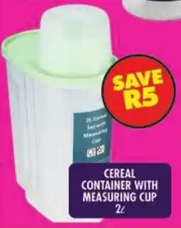 Shoprite Cereal container with measuring cup offer
