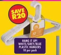 Shoprite Hang it up! white/ grey/ blue plastic hangers offer