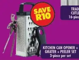 Shoprite Kitchen can opener + grater + peeler set offer