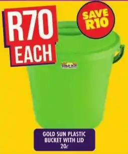 Shoprite Gold sun plastic bucket with lid offer