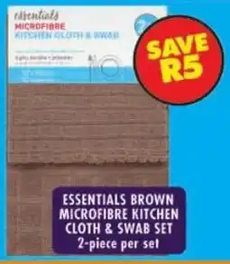 Shoprite Essentials brown microfibre kitchen cloth & swab set offer