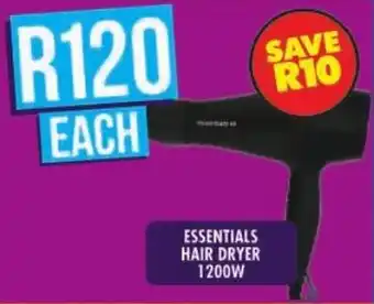 Shoprite Essentials hair dryer 1200w offer
