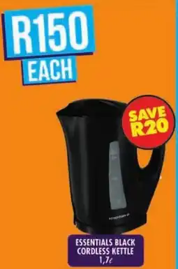 Shoprite Essentials black cordless kettle offer