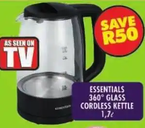 Shoprite Essentials 360 glass cordless kettle offer