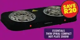 Shoprite Essentials twin spiral compact hot plate 2000w offer