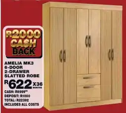 Lewis Amelia mk3 6-door 2-drawer slatted robe offer