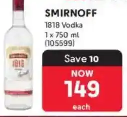 Makro Smirnoff 1818 Vodka offer