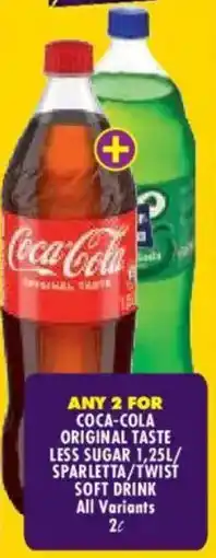 Shoprite Coca-cola original taste less sugar/ sparletta/ twist soft drink offer
