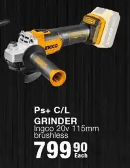 Build It Ingco 20v Ps+ C/L Grinder Brushless offer