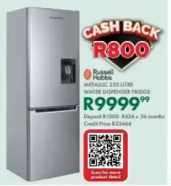 Beares Russell Hobbs metallic water dispenser fridge offer