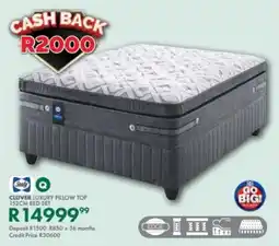Beares Sealy cluver luxury pillow top 152cm bed set offer