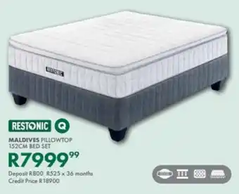 Beares Restonic maldives pillowtop 152cm bed set offer
