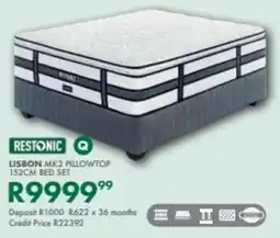 Beares Restonic lisbon mk3 pillowtop 152cm bed set offer