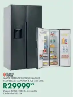 Beares Russell hobbs water dispenser recess handles stainless steel water & ice offer