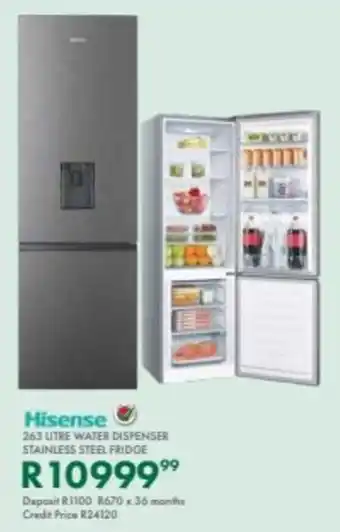 Beares Hisense water dispenser stainless steel fridge offer