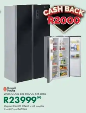 Beares Russell hobbs dark glass sbs fridge offer