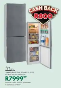 Beares Inspire smart frost silk stainless steel combi fridge offer