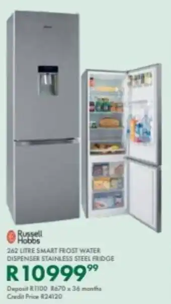 Beares Russell hobbs smart frost water dispenser stainless steel fridge offer