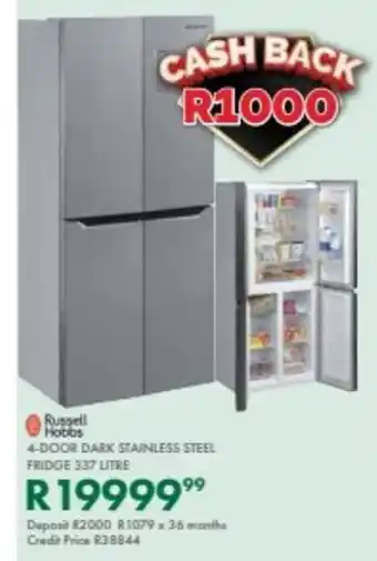 Beares Russell hobbs 4-door dark stainless steel fridge offer