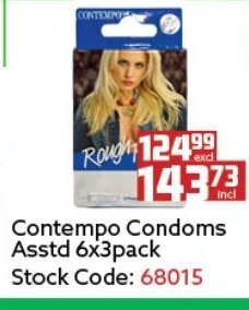 Contempo Condoms Asstd 6x3Pack