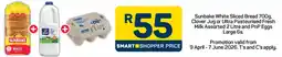 Pick n Pay Sunbake White Sliced Bread, Clover Jug or Ultra Pasteurised Fresh Milk Assorted and PnP Eggs Large offer