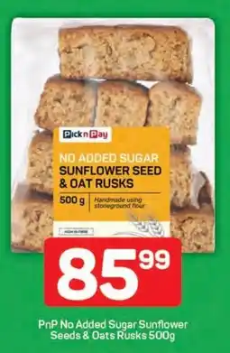 Pick n Pay PnP No Added Sugar Sunflower Seeds & Oats Rusks offer