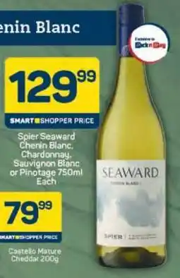 Pick n Pay Spier Seaward Chenin Blanc, Chardonnay, Sauvignon Blanc or Pinotage 750ml Each offer