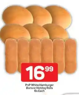 Pick n Pay PnP White Hamburger Buns or Hotdog Rolls 6s Each offer