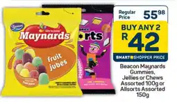 Pick n Pay Beacon Maynards Gummies, Jellies or Chews Assorted 100g or Allsorts Assorted 150g offer