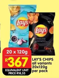 Shoprite LAY'S CHIPS all variants 20x120g per pack offer
