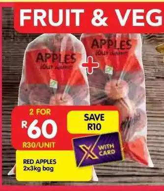 Shoprite RED APPLES 2x3kg bag offer