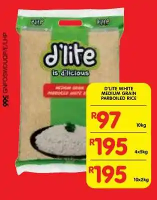Shoprite D'LITE WHITE MEDIUM GRAIN PARBOILED RICE offer