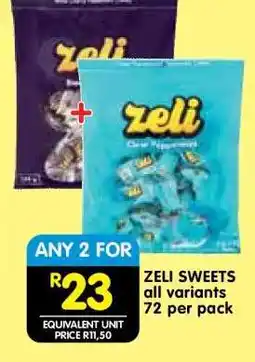 Shoprite ZELI SWEETS all variants 72 per pack offer