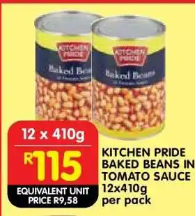 Shoprite KITCHEN PRIDE BAKED BEANS IN TOMATO SAUCE 12x410g offer