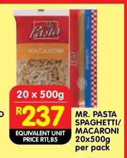 Shoprite MR. PASTA SPAGHETTI/MACARONI 20x500g offer