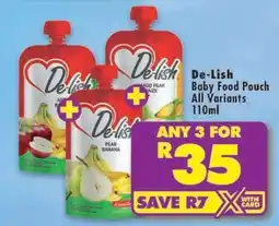 Shoprite De-Lish Baby Food Pouch All Variants 110ml offer