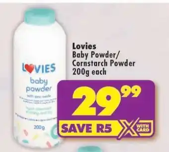 Shoprite Lovies Baby Powder/Cornstarch Powder 200g each offer