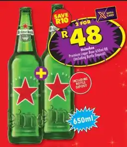 Shoprite HEINEKEN PREMIUM LAGER BEER 650ml RB offer
