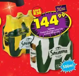 Shoprite Savanna Premium Dry/Angry Lemon Cider 6x500ml NRB per pack offer